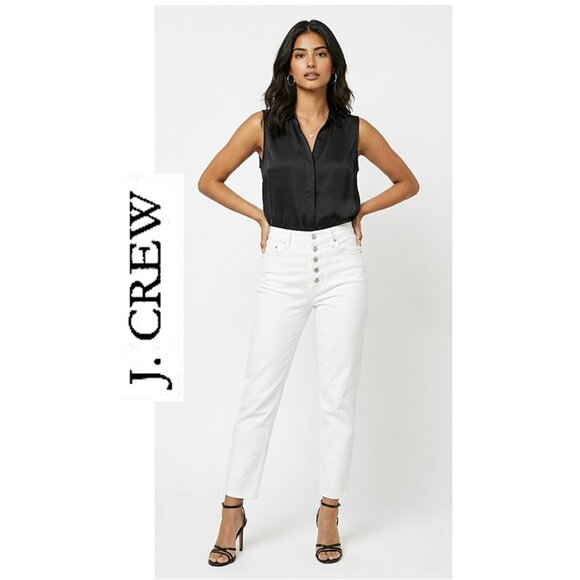 NWT!!! J.Crew Factory - Essential straight high rise button fly white jeans - Picture 1 of 13